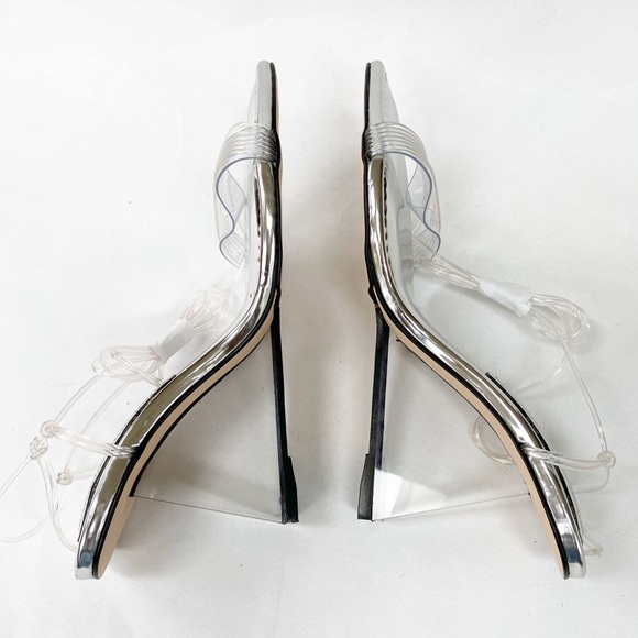 Good AmericanClear Block Heel Clear Straps Sandals Size 5.5 New - Picture 7 of 16